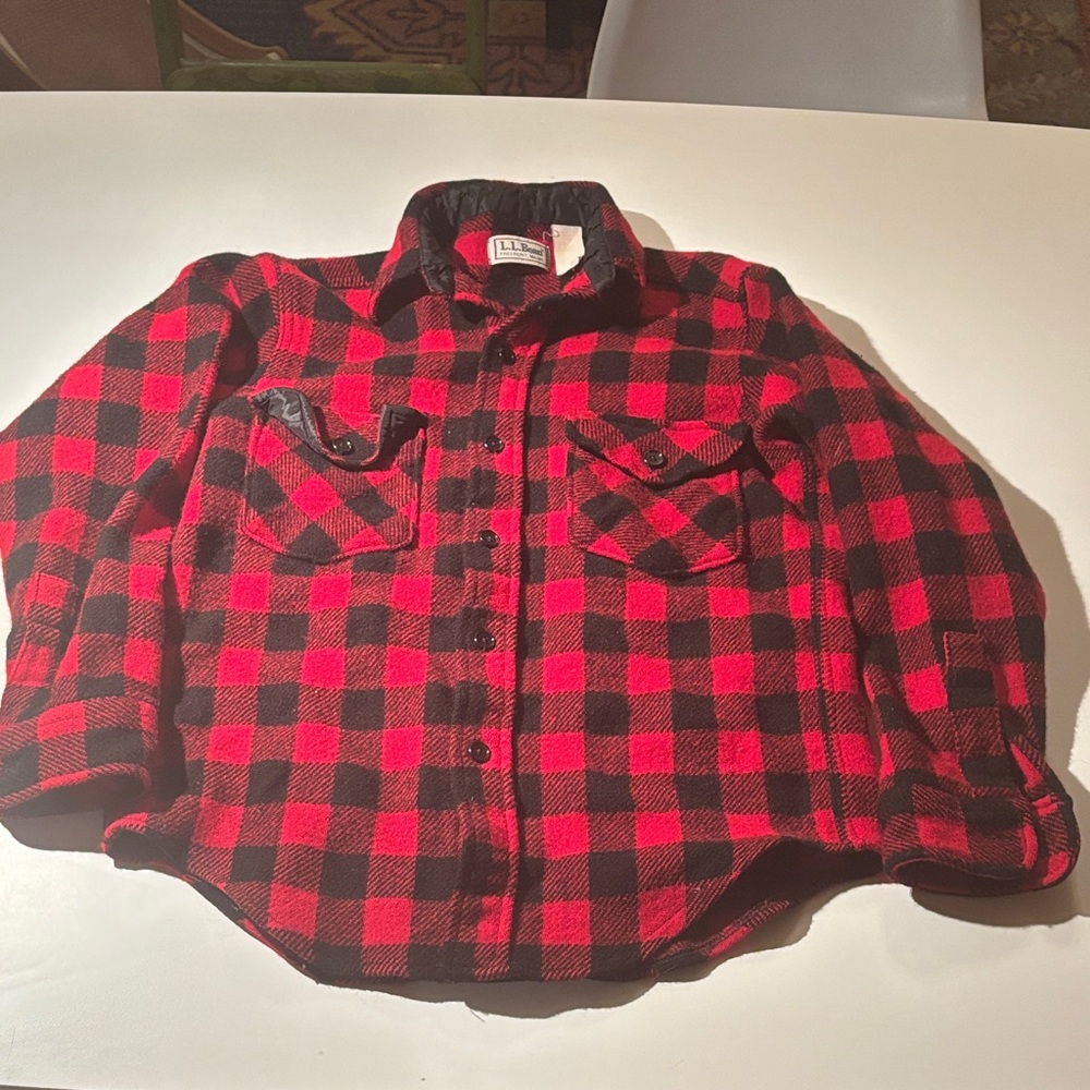 L.L. Bean Vintage Wool Red and Black Plaid Shirt